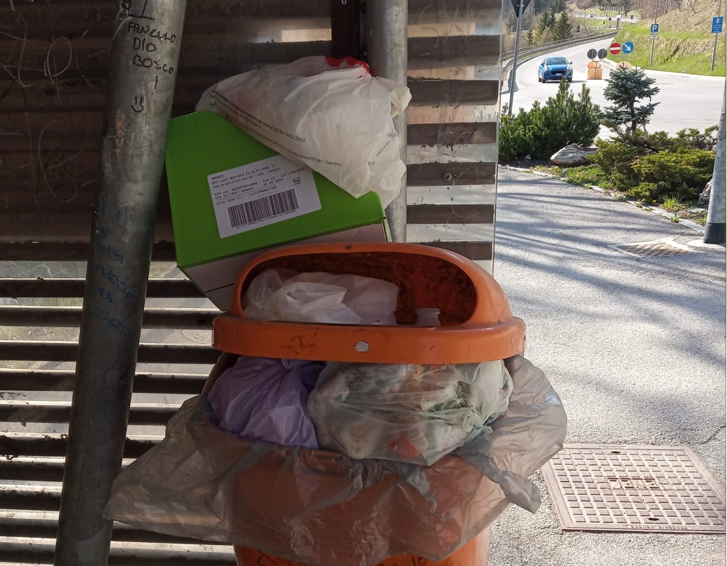 IL CESTINO DELLA FERMATA DOLOMITI BUS DI CANALE DAGORDO ANCORA UNA